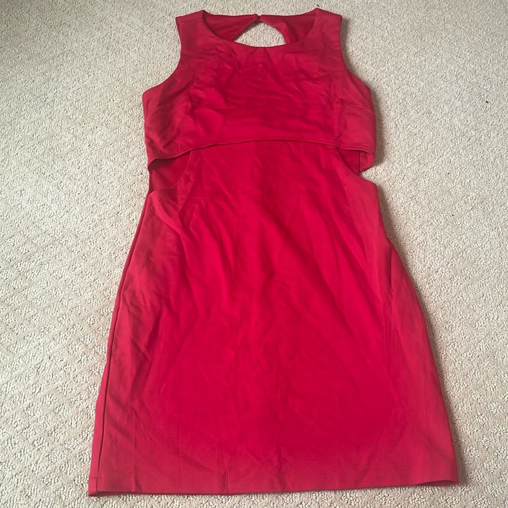 Red Body Con Dress with Side Cutouts